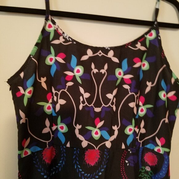 No brand black w multi colors spaghetti straps L - Picture 2 of 3
